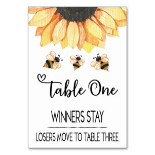 Bunco Sunflower Bier Table Card #1 Tischnummer
