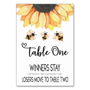 Bunco Sunflower Bier Table Card One Tischnummer