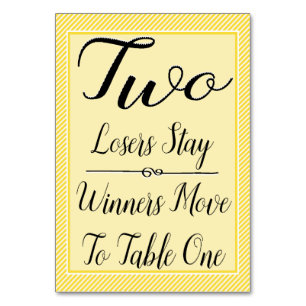 Bunco Tabellen-Karte #2 - stilvoller gelber Tischnummer