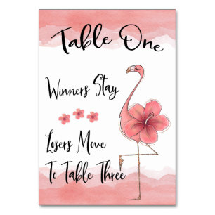 Bunco Table Card #1 Pink Flamingo Fun Tischnummer
