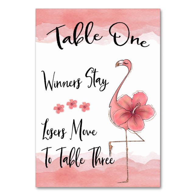 Bunco Table Card #1 Pink Flamingo Fun Tischnummer (Vorderseite)
