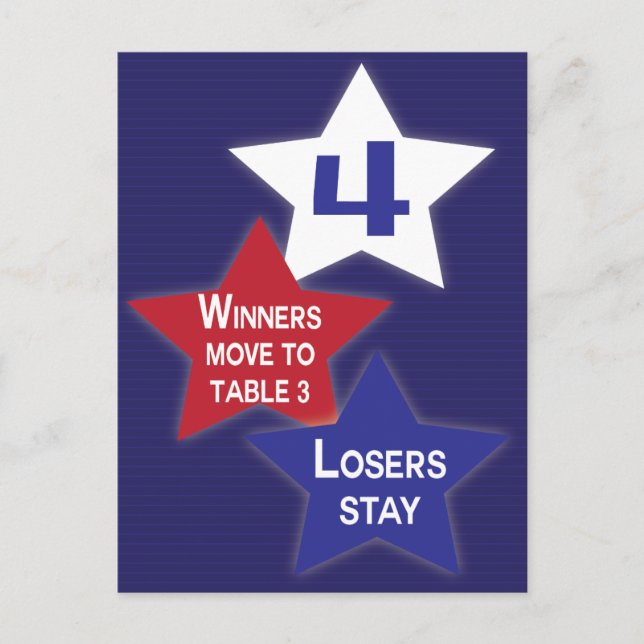 Bunco Table Card #4, Red, White Blue Stars Postkarte (Vorderseite)