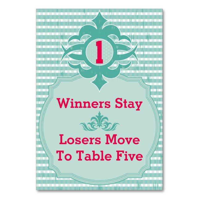 Bunco Table Card - Kariert #1 Tischnummer (Vorderseite)