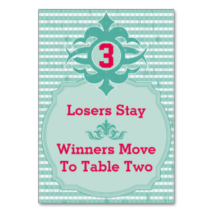 Bunco Table Card - Kariert #3 Tischnummer