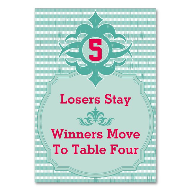 Bunco Table Card - Kariert #5 Tischnummer (Vorderseite)