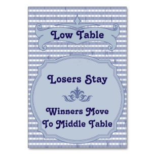 Bunco Table Card - Niedrige Tabelle Tischnummer