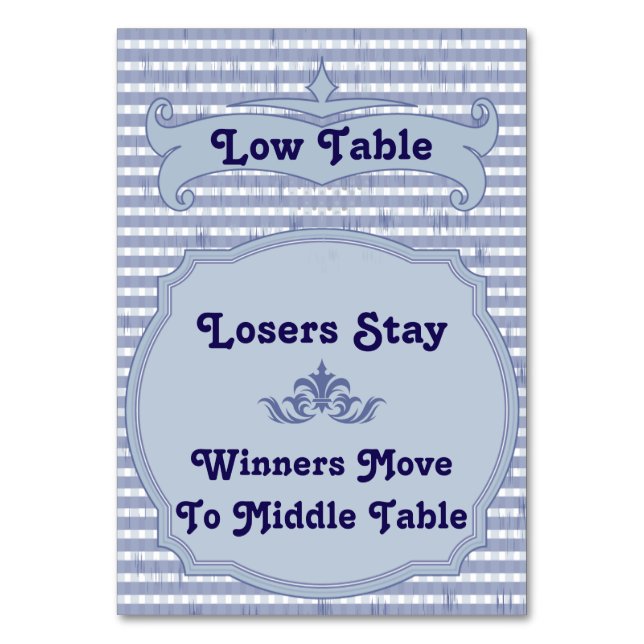 Bunco Table Card - Niedrige Tabelle Tischnummer (Vorderseite)