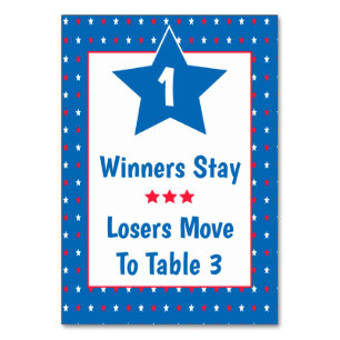 Bunco Table Card - Patriotic July Red, White & Blu Tischnummer