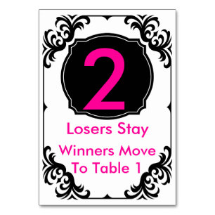 Bunco Table Card rosa und schwarz - #2 Tischnummer