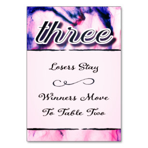 Bunco Table Card Wasserfarbe Drei Tischnummer