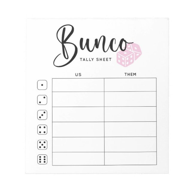 Bunco Tally Sheet Pad Notizblock (Vorderseite)