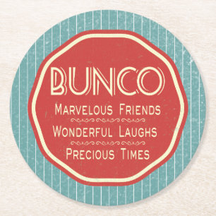 Bunco Vintag Friends Good Times Party Runder Pappuntersetzer