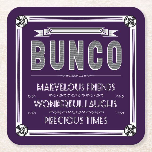 Bunco Vintage Typografie Rechteckiger Pappuntersetzer (Vorderseite)