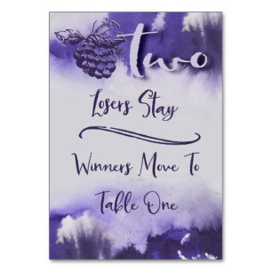 Bunco Weintraubenhübsche Watercolor-Tabelle 2 Tischnummer