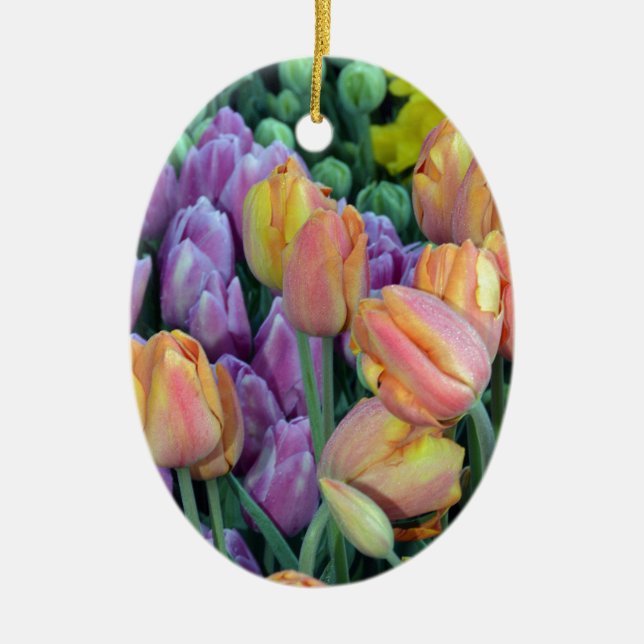 Bündel bunte Tulpen Keramikornament (Vorne)