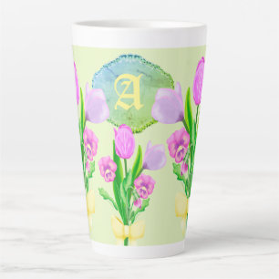 Bündel Frühlingsblumen Custom Monogram Milchtasse