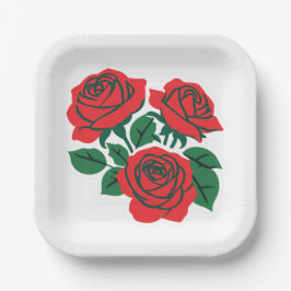 Bundel roter Rosen formelle Hochzeit Pappteller