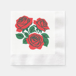 Bundel roter Rosen formelle Hochzeit Serviette