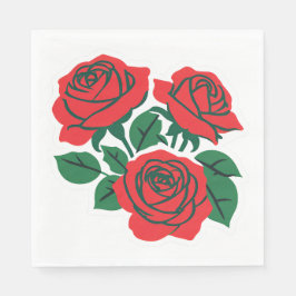 Bundel roter Rosen formelle Hochzeit Serviette