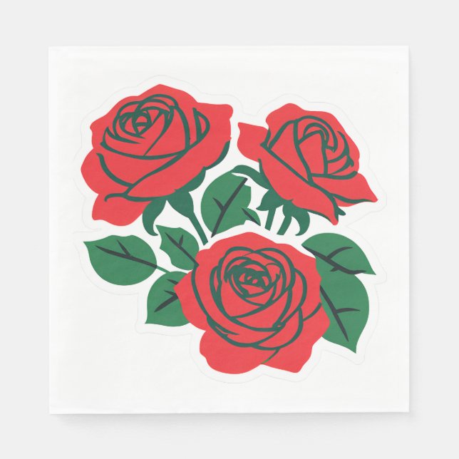 Bundel roter Rosen formelle Hochzeit Serviette (Vorderseite)