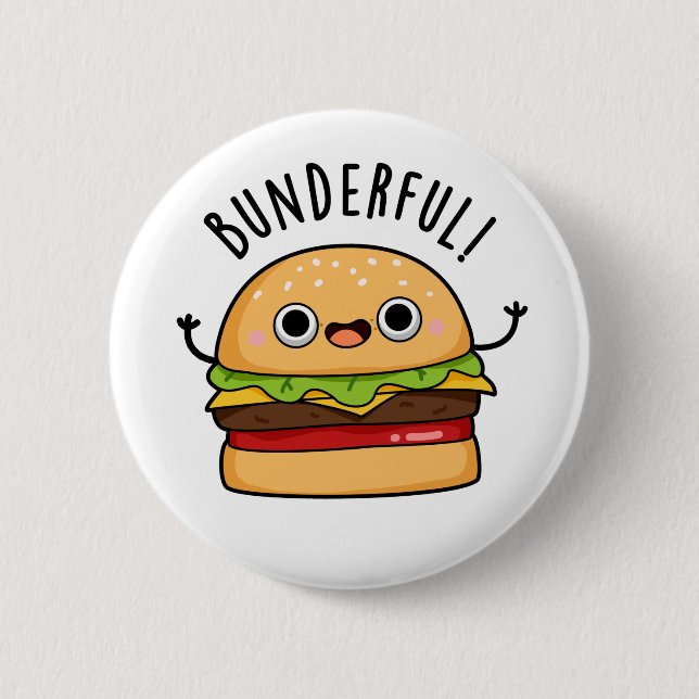 Bunderful Funny Burger Bun Pun Button (Vorderseite)