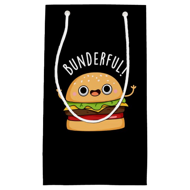 Bunderful Funny Burger Bun Pun Dark BG Kleine Geschenktüte (Vorderseite)