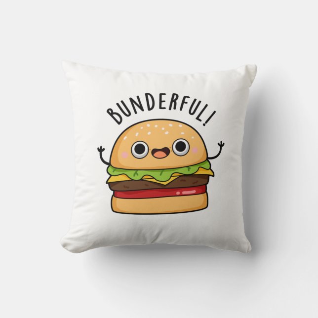 Bunderful Funny Burger Bun Pun Kissen (Vorderseite)