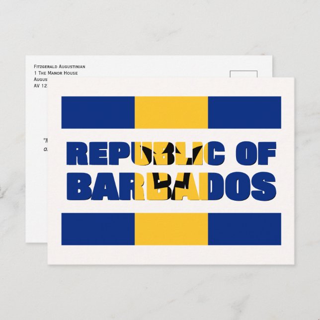 BUNDESREPUBLIK BARBADOS FEIERTAGSPOSTKARTE (Vorne/Hinten)