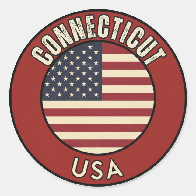 Bundesstaat Connecticut Runder Aufkleber (Vorderseite)
