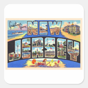 Bundesstaat New Jersey Vintage Große Brief Postkar Quadratischer Aufkleber
