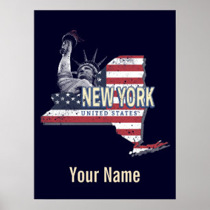 Bundesstaat New York Vereinigte Staaten Retro-Kart Poster