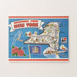 Bundesstaat New York Vintage-Karte 11x14 Puzzle