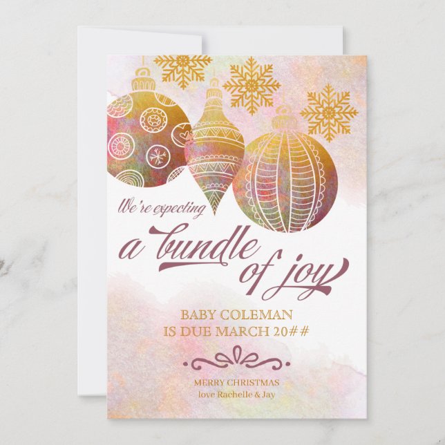 Bundle Joy Foto Weihnachtsschmuck Schwangerschaft Ankündigung (Vorderseite)
