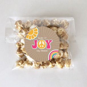 Bundle Joy Peace Hot Pink Brown Baby Shower Hippie Runder Aufkleber