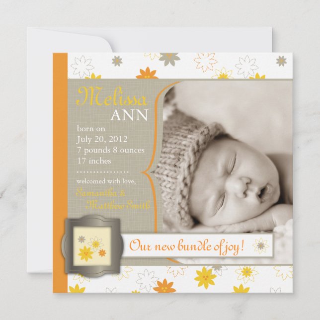 Bundle of Joy Birth Announcement Square Ankündigung (Vorderseite)