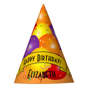 Bundle von bunten Balloons und Confetti Geburtstag Partyhütchen