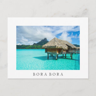 Bungalow Bora über dem Wasser, weiße Postkarte