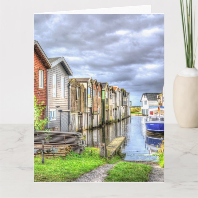 Bungalow Hafen Landschaft des Scenary Boat Dankeskarte (Vorderseite)