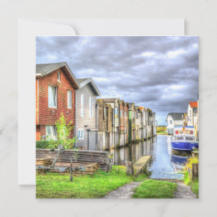 Bungalow Hafen Landschaft des Scenary Boat Feiertagskarte