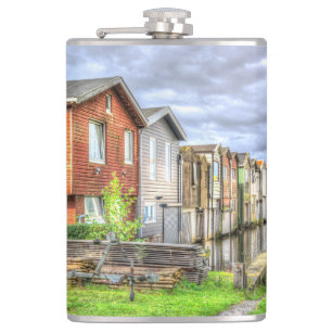 Bungalow Hafen Landschaft des Scenary Boat Flachmann