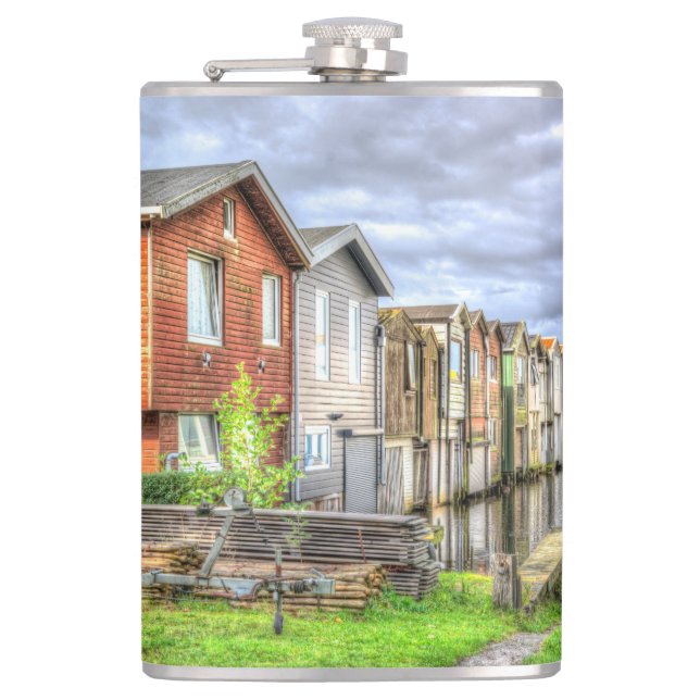 Bungalow Hafen Landschaft des Scenary Boat Flachmann (Vorderseite)