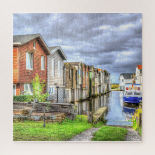 Bungalow Hafen Landschaft des Scenary Boat Puzzle