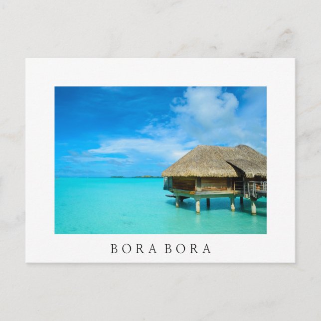 Bungalow mit Überwasser, Bora Bora, weiße Postkart Postkarte (Vorderseite)