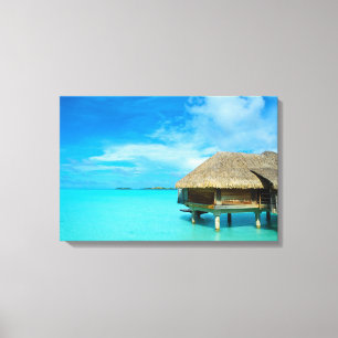 Bungalow über dem Wasser auf Bora Bora Leinwanddru Leinwanddruck