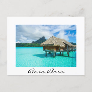 Bungalow über Wasser, Bora Bora, weiße Postkarte