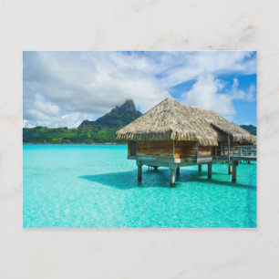 Bungalow über Wasser, Postkarte von Bora Bora
