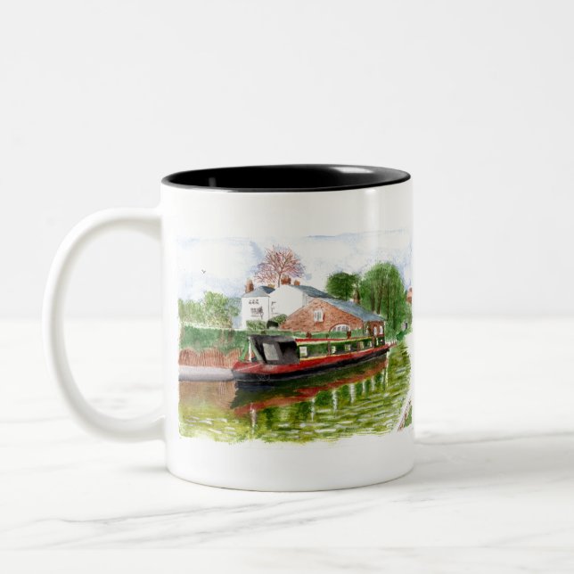 Bungalow und Narrowboat The Wharf Zweifarbige Tasse (Links)