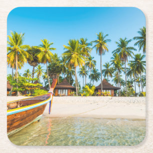 Bungalowe auf dem Strand Ko Mook, Thailand Rechteckiger Pappuntersetzer