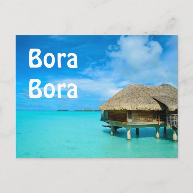 Bungalows mit Blick auf Bora Bora Postkarte (Vorderseite)