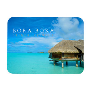 Bungalows mit Meerwasser auf Bora Bora, Polyensien Magnet